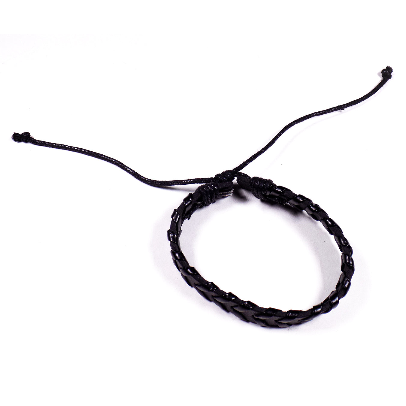 Pulsera Cuero Tejido Negro