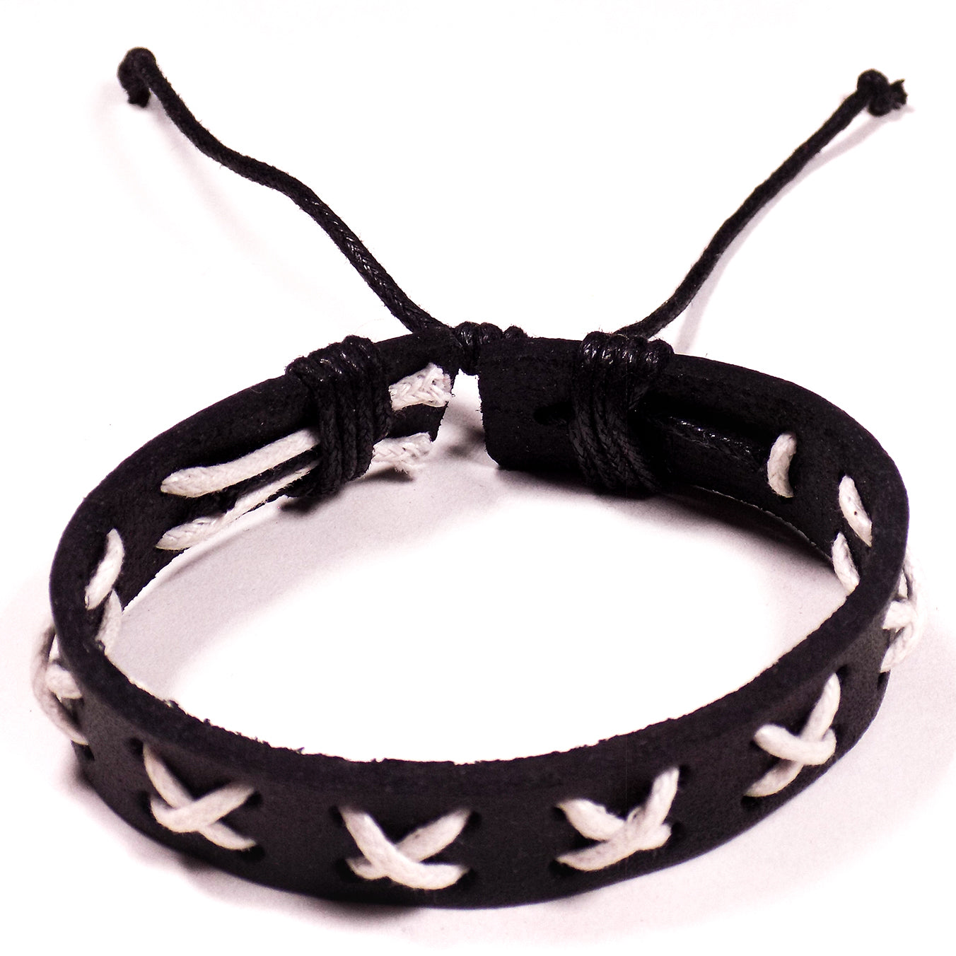 Pulsera Cuero Cruces Blancas