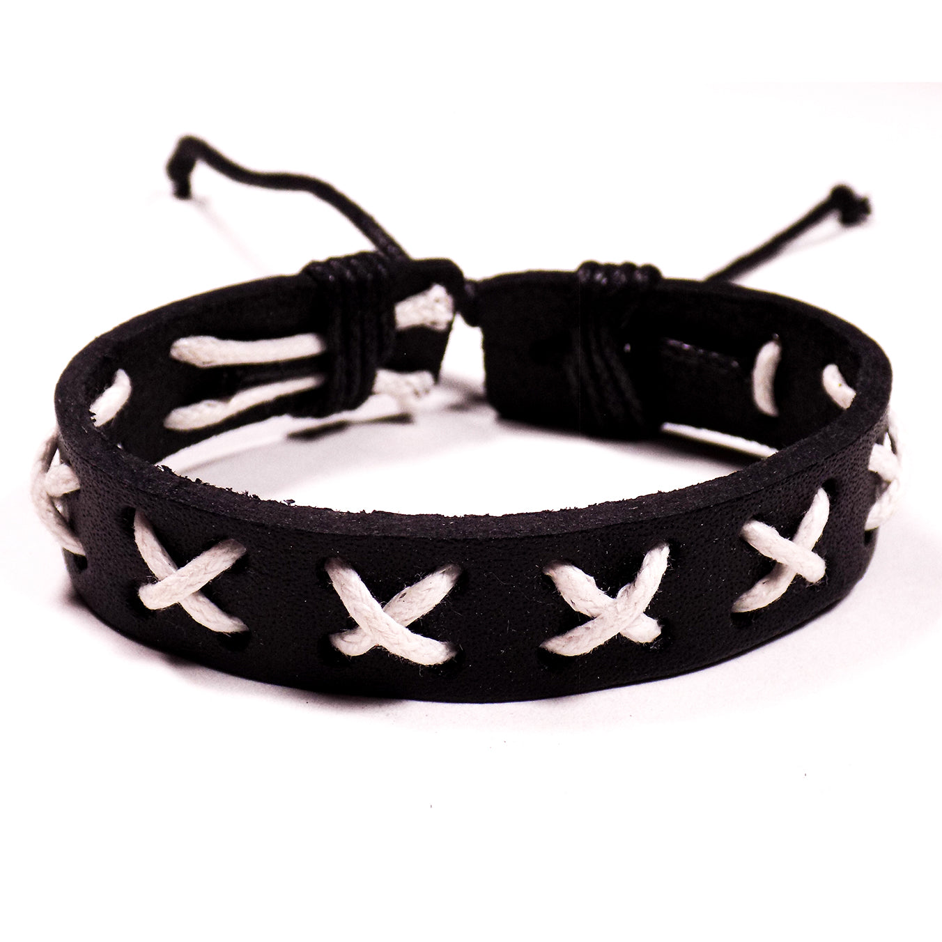 Pulsera Cuero Cruces Blancas